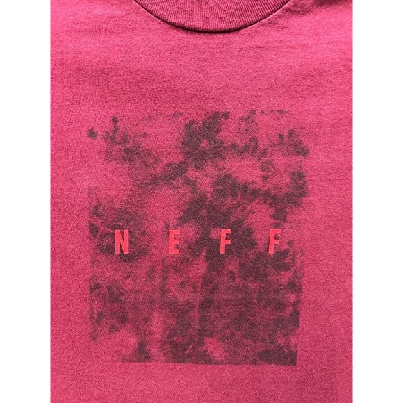 Neff Burgundy Graphic T-Shirt S 100% Cotton Short Sleeve Crewneck - Picture 2 of 6